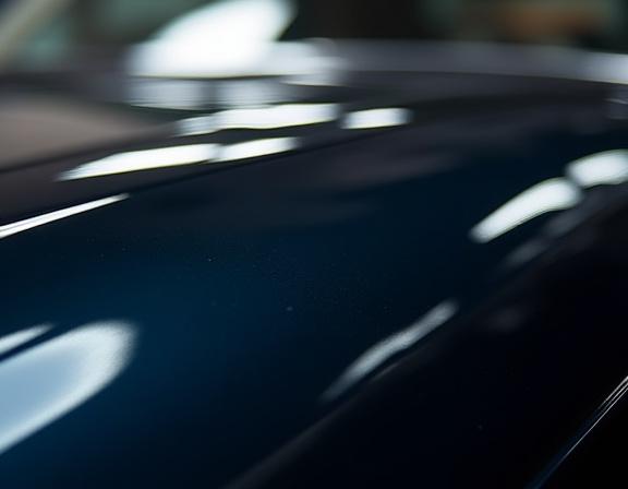 The same car paint now with a flawless, deep mirror finish.